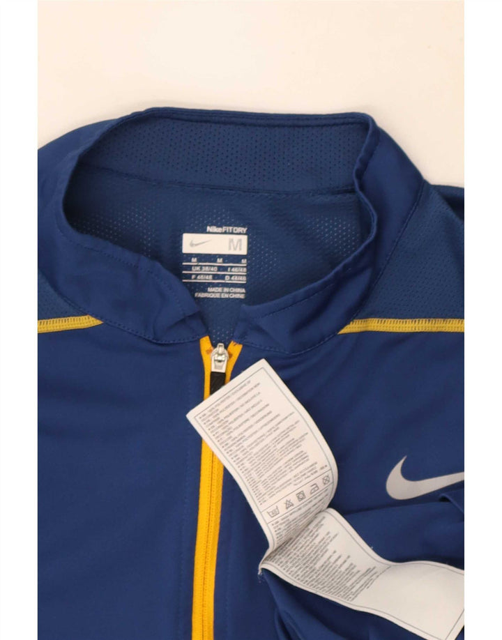 Мужская футболка Nike с воротником на молнии, Великобритания, средний синий цвет 38/40, полиэстер с цветными блоками