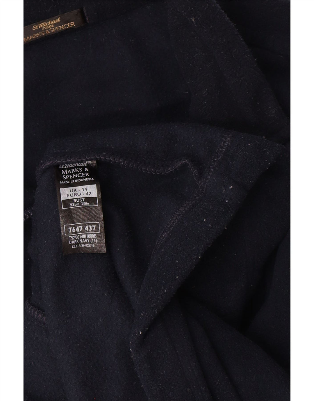 Женская флисовая куртка Marks & Spencer UK 14, большой размер, темно-синий полиэстер
