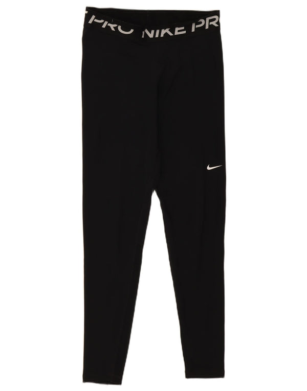 Женские леггинсы с рисунком Nike Dri Fit UK 12, средний черный, полиэстер