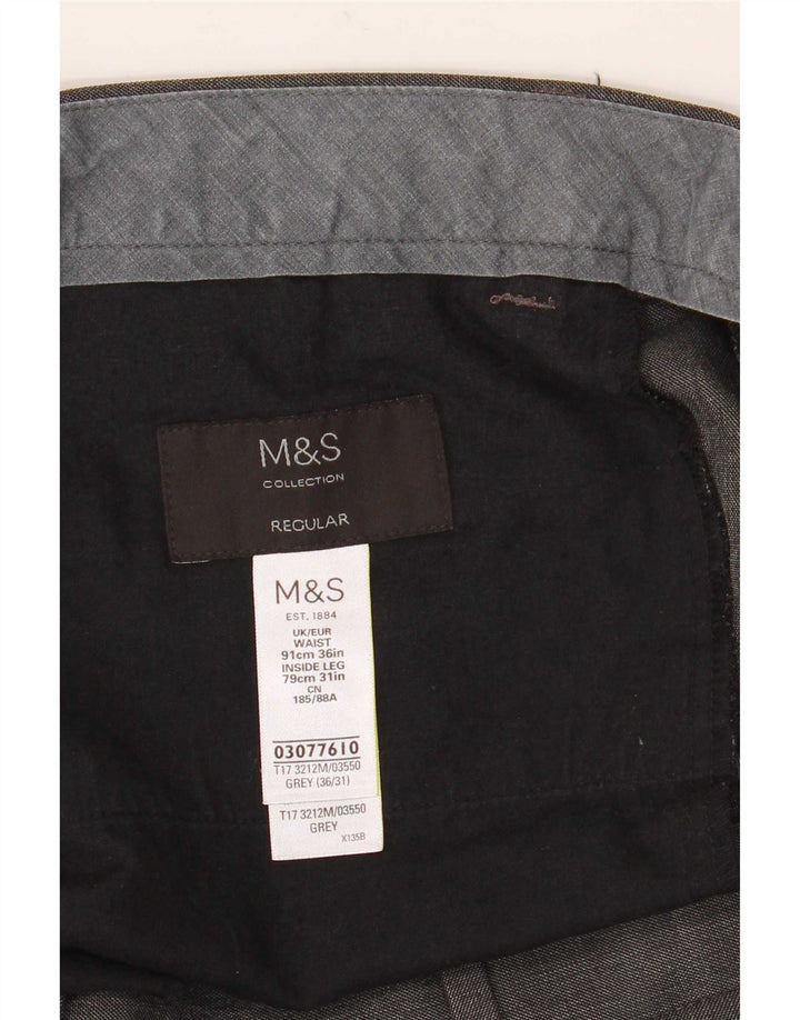 Мужские зауженные стандартные костюмные брюки Marks & Spencer W36 L31 серые из полиэстера