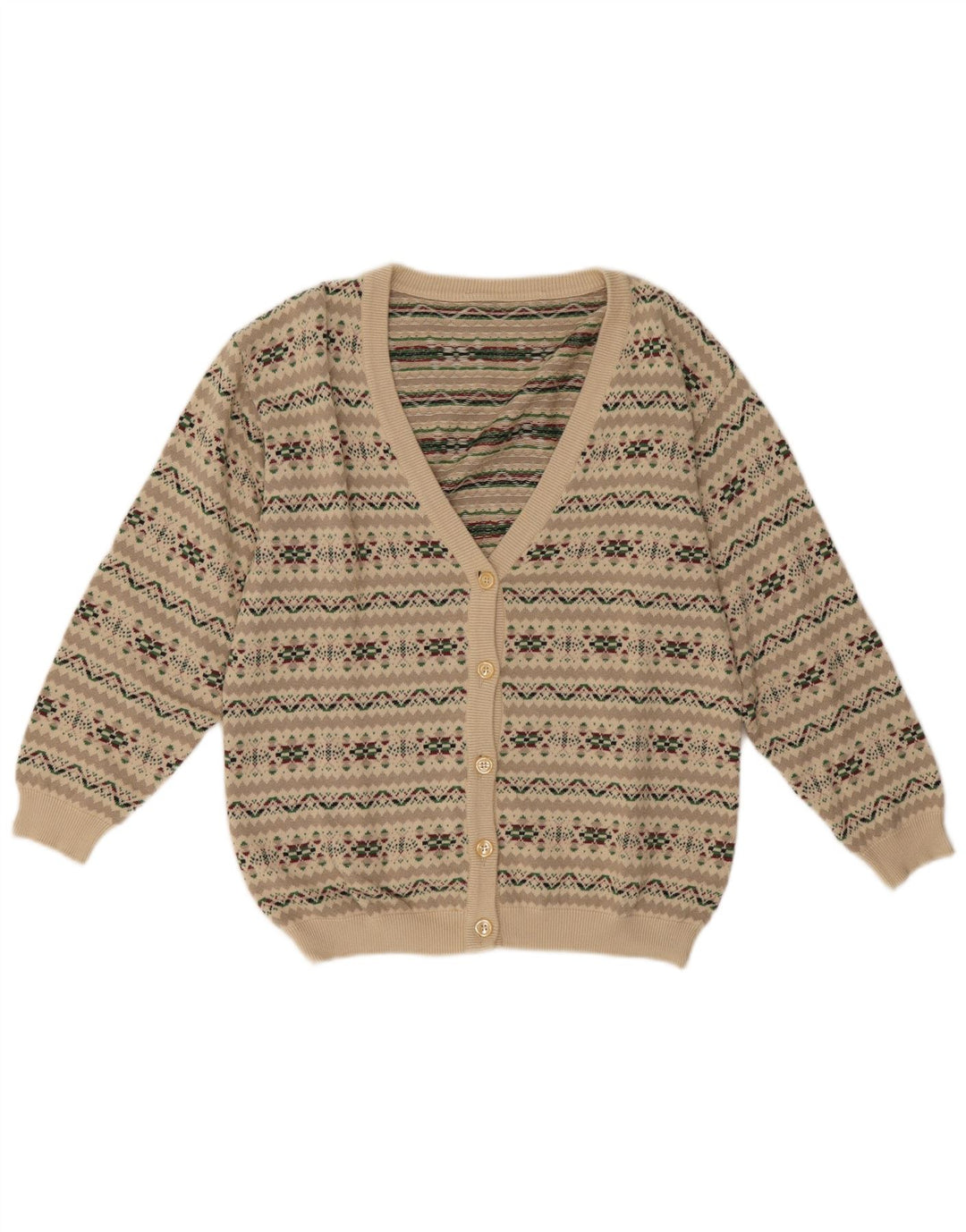 Винтажный женский кардиган-свитер UK 14, средний серый цвет Fair Isle