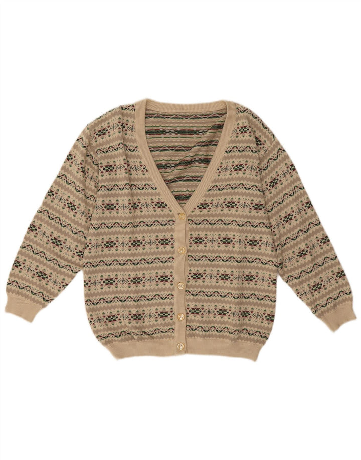 Винтажный женский кардиган-свитер UK 14, средний серый цвет Fair Isle