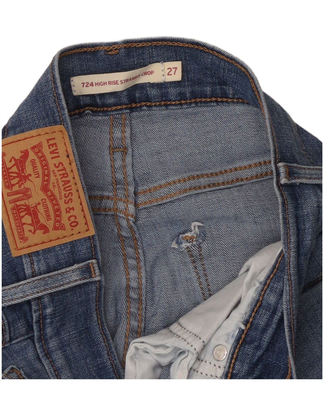 Женские прямые укороченные джинсы Levi's 724 с высокой посадкой W27 L26 синие