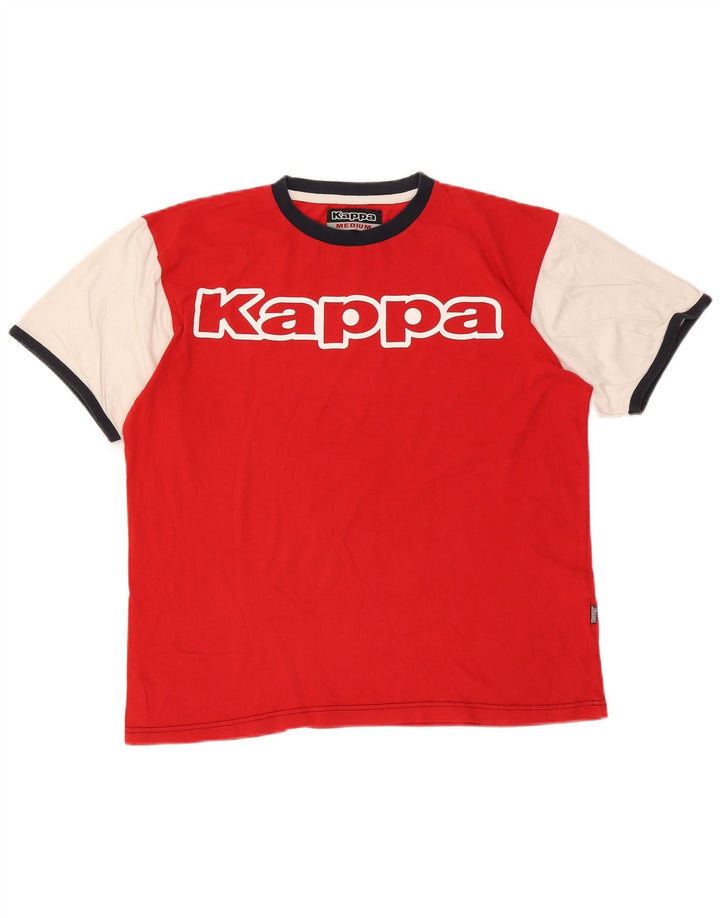 Мужская футболка Kappa с графическим рисунком, средний красный, хлопок с цветными блоками