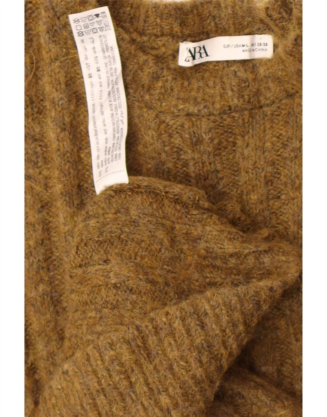 Женское платье-джемпер оверсайз ZARA UK 14, средний хаки, нейлон