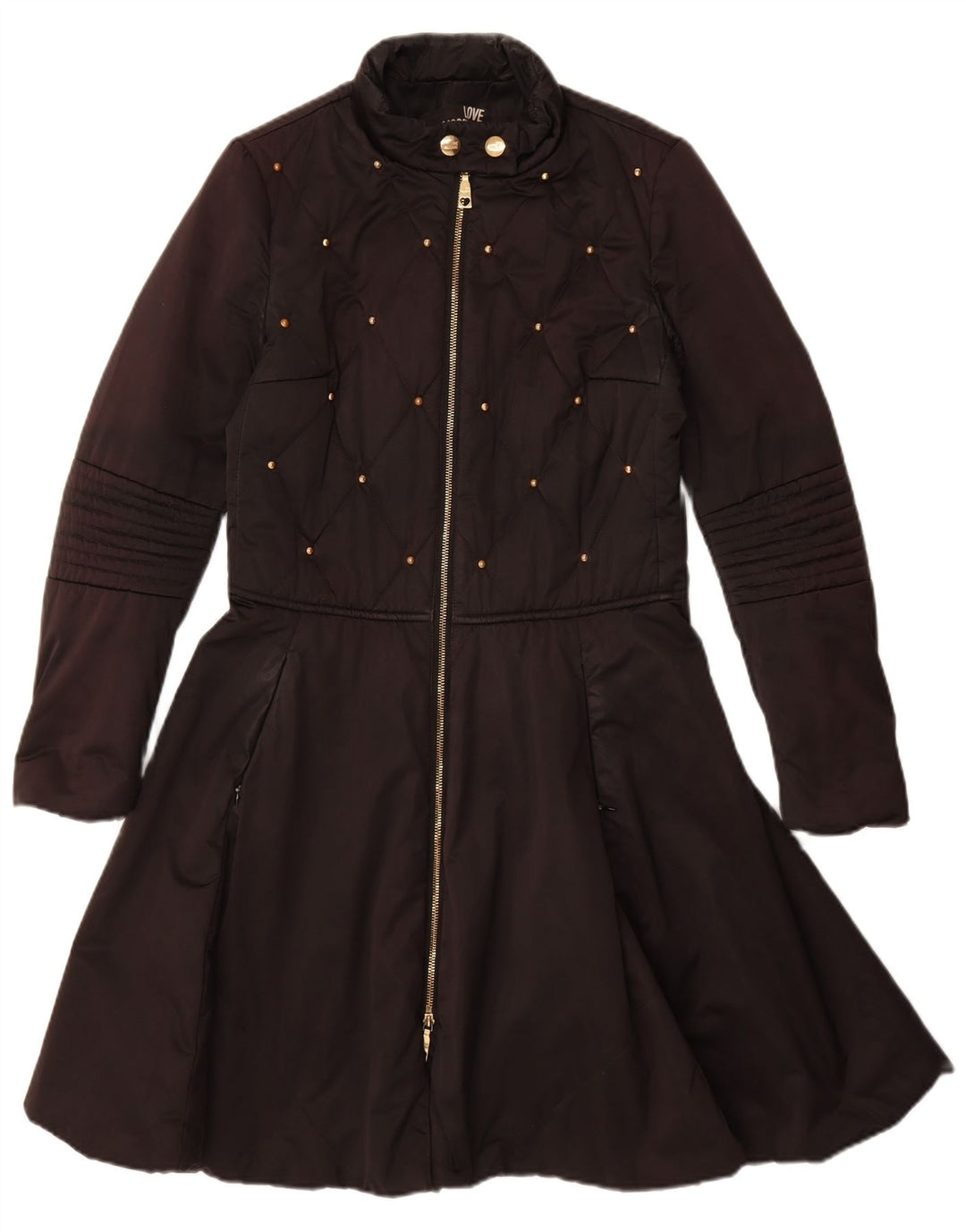 Женское пальто Moschino UK 8, маленькое черное из полиэстера