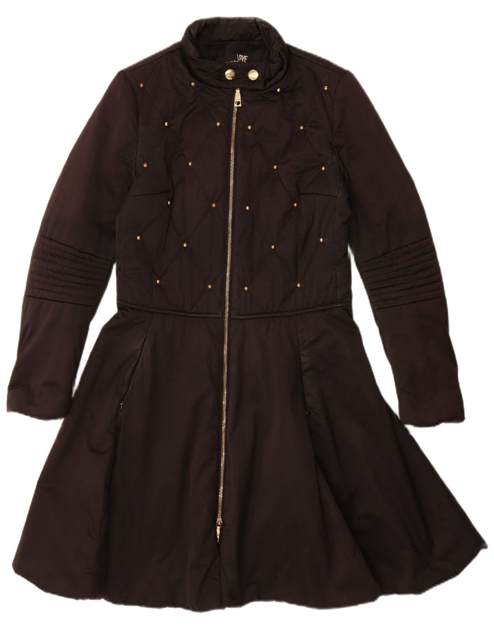 Женское пальто Moschino UK 8, маленькое черное из полиэстера