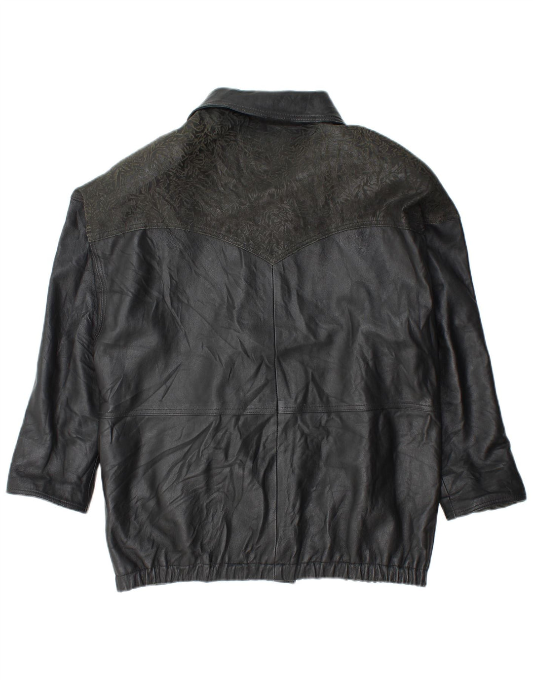 Женская кожаная куртка оверсайз YUPPIE UK 18 XL, черная с цветочным принтом