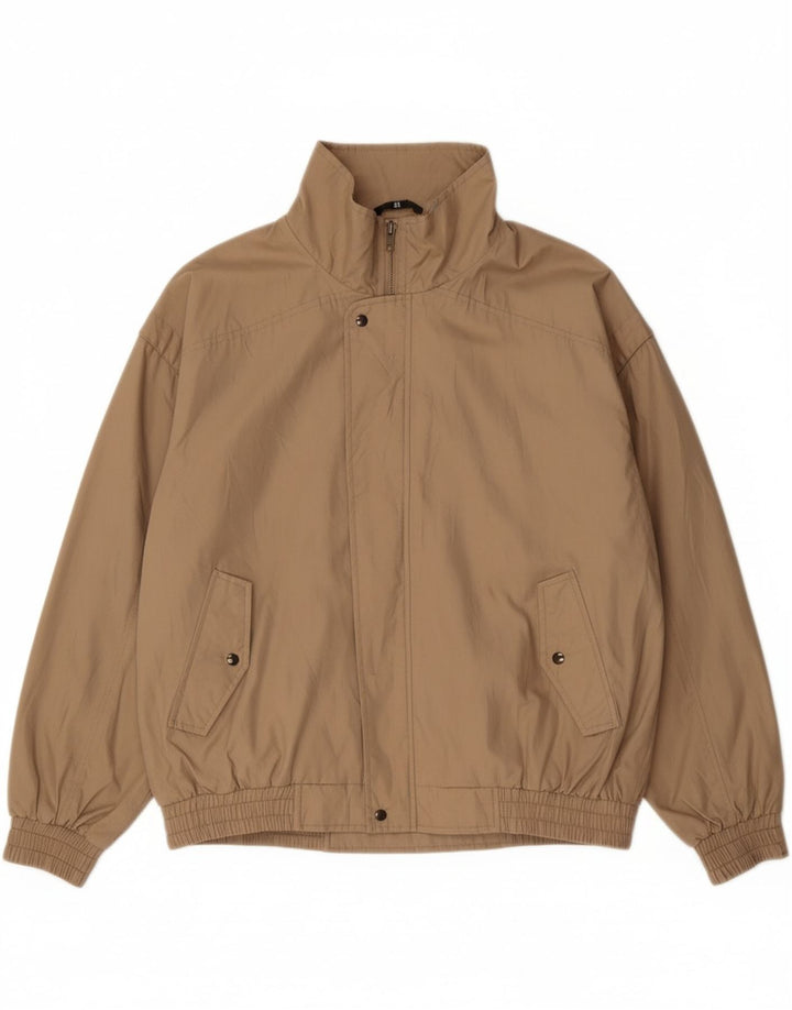 VINTAGE Mens Bomber Jacket IT 52 XL Beige Polyester