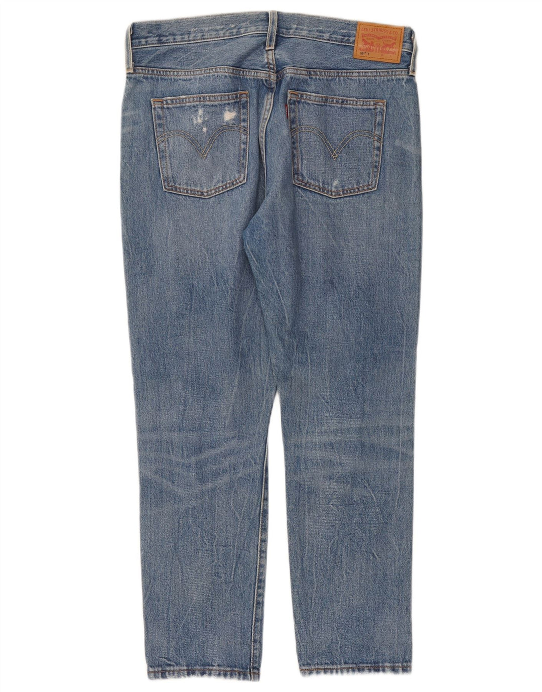 Женские потертые прямые джинсы Levi's 501 W29 L28, синий хлопок
