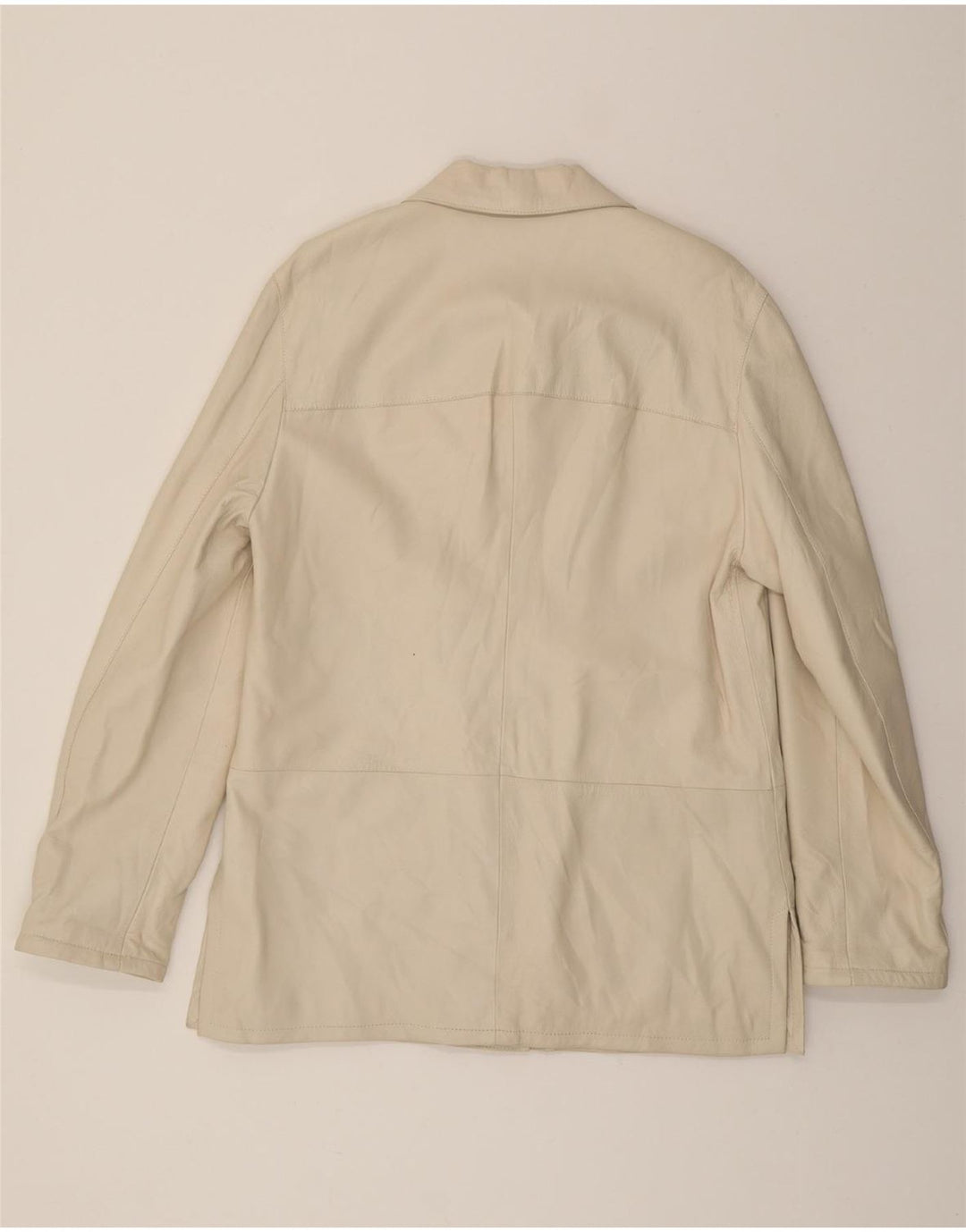 VINTAGE Womens Leather Jacket IT 48 XL Beige Leather Vintage Vintage and Second-Hand Vintage from Messina Hembry 
