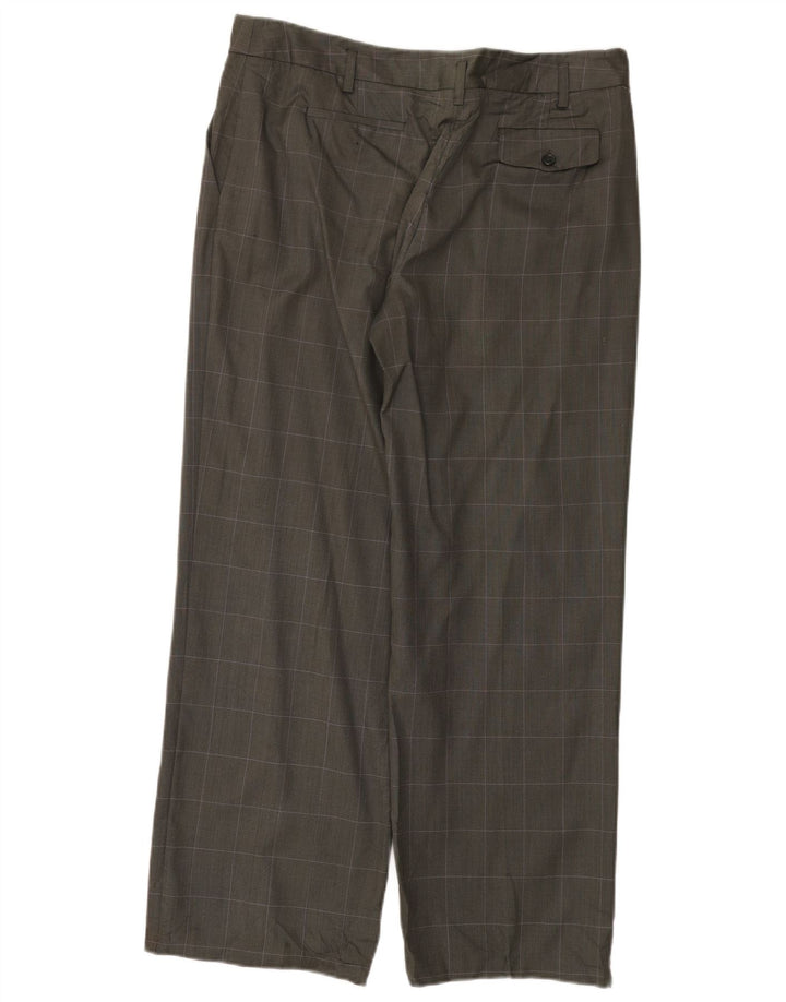 Женские прямые костюмные брюки Calvin Klein США 14 XL W36 L30 серые, шерстяные в клетку