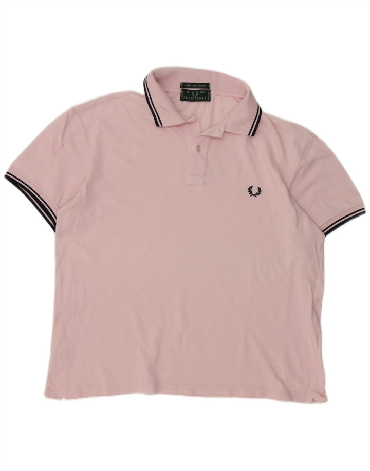 Мужская рубашка-поло Fred Perry в большую розовую полоску из хлопка