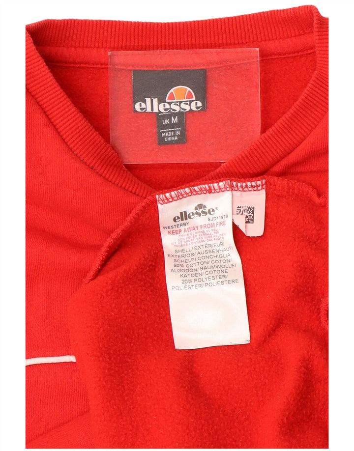 Мужской свитшот с рисунком Ellesse, хлопковый спортивный джемпер среднего красного цвета