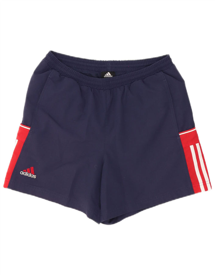 Мужские спортивные шорты Adidas среднего размера, темно-синие, полиэстер с цветными блоками