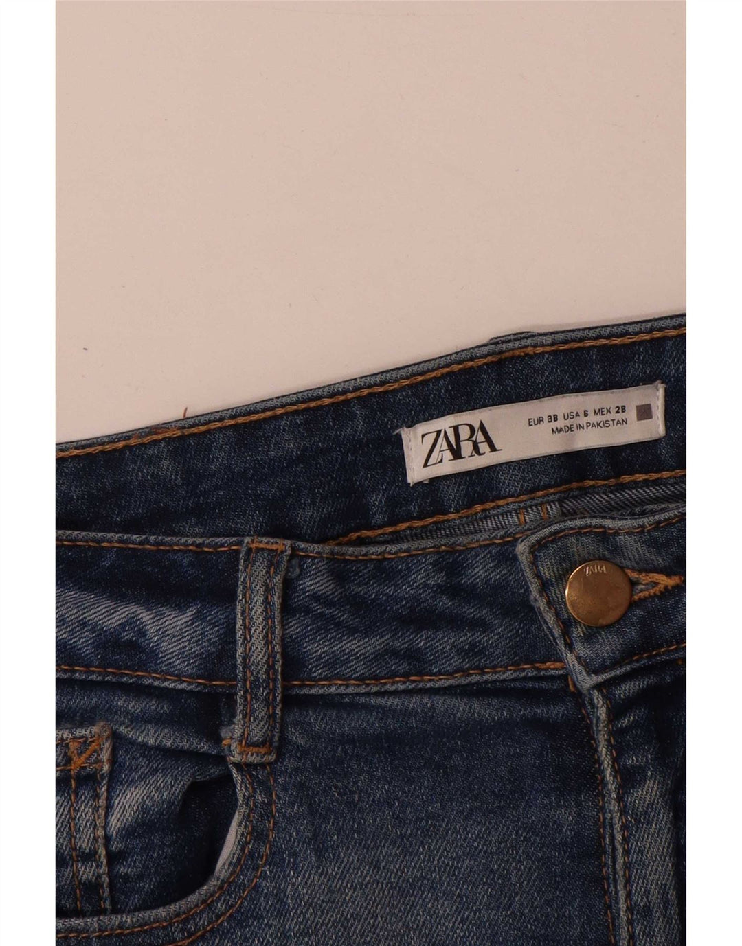 Женские расклешенные джинсы Zara EU 38, маленькие W28 L34, синие, хлопок