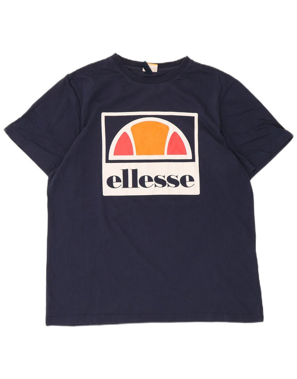 Женская футболка с рисунком Ellesse Top UK 16, большой темно-синий хлопок