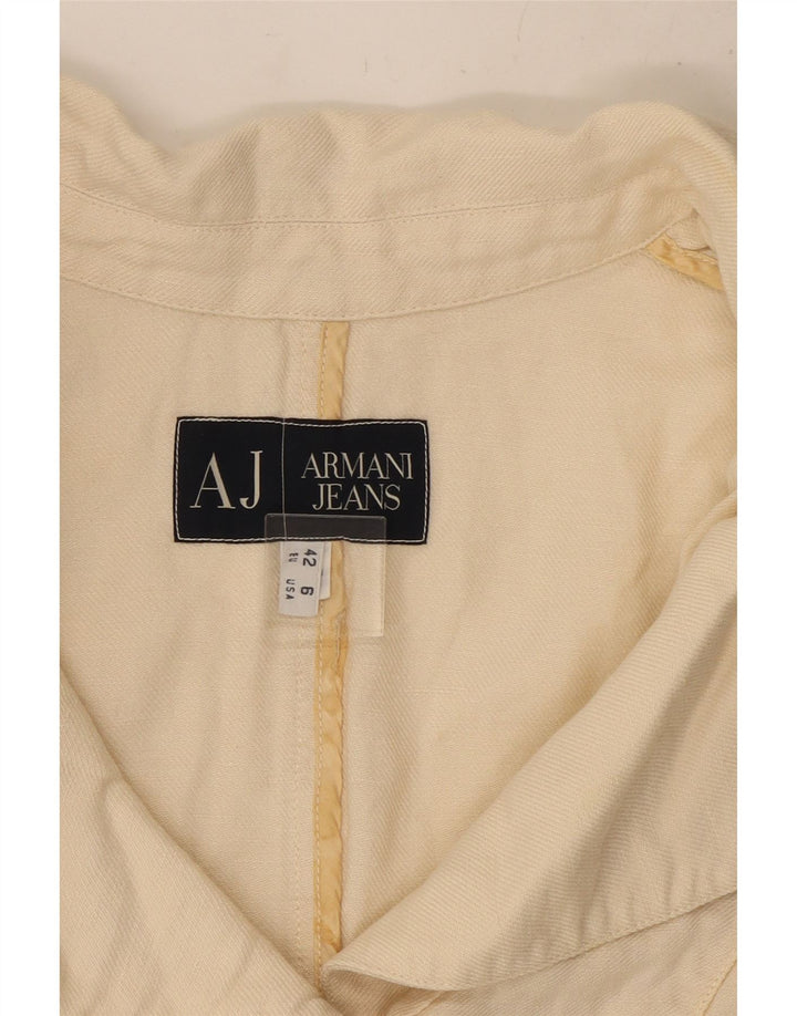 ARMANI JEANS Женский укороченный пиджак на 3 пуговицах US 6 Средний Белый