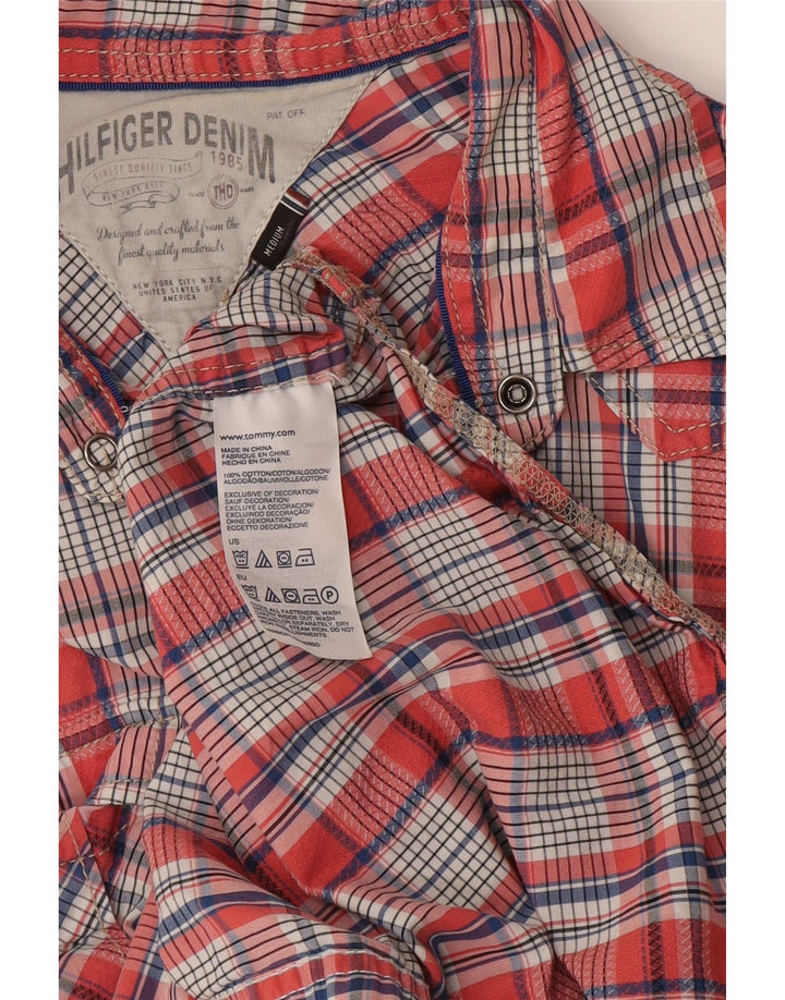 Hilfiger Denim Мужская рубашка с рисунком из хлопка среднего красного цвета в клетку