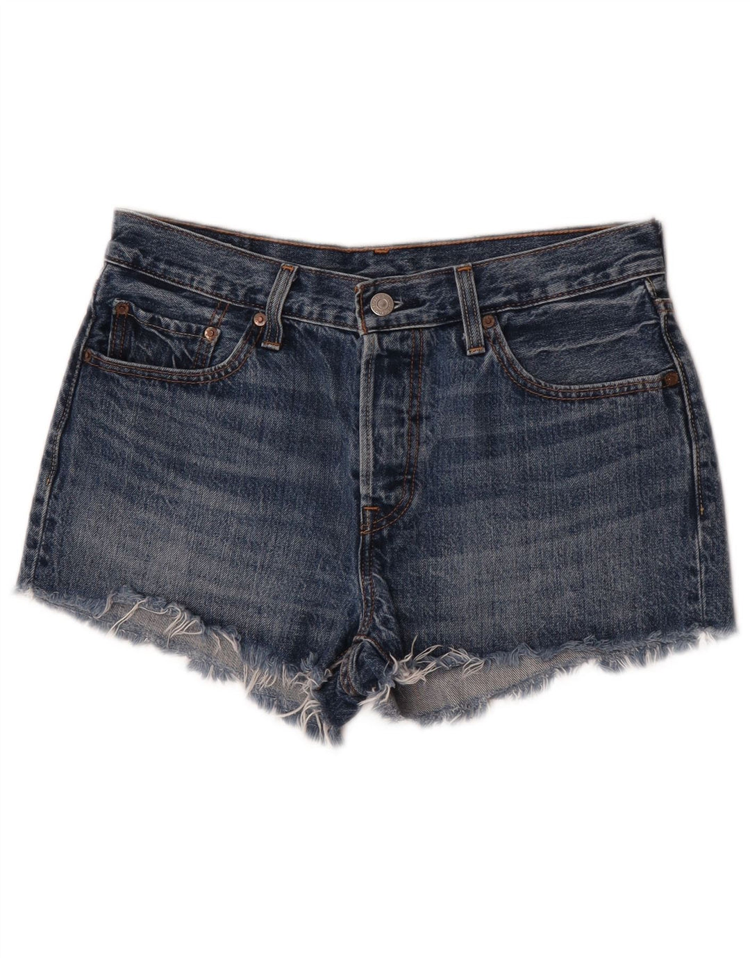 Женские джинсовые шорты Levi's 501 W28, хлопковые, среднего синего цвета