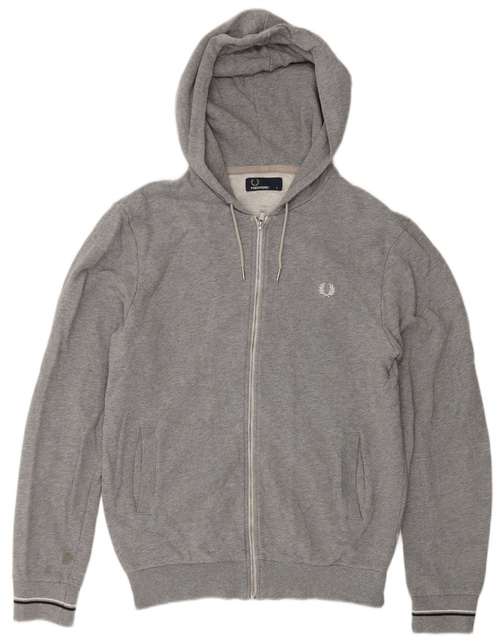 Мужской свитер с капюшоном на молнии Fred Perry, маленький серый, хлопковый