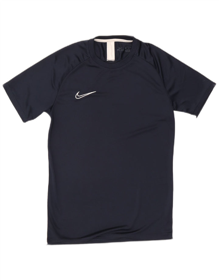 Мужская футболка Nike Dri Fit Верх среднего размера, темно-синий, полиэстер с цветными блоками