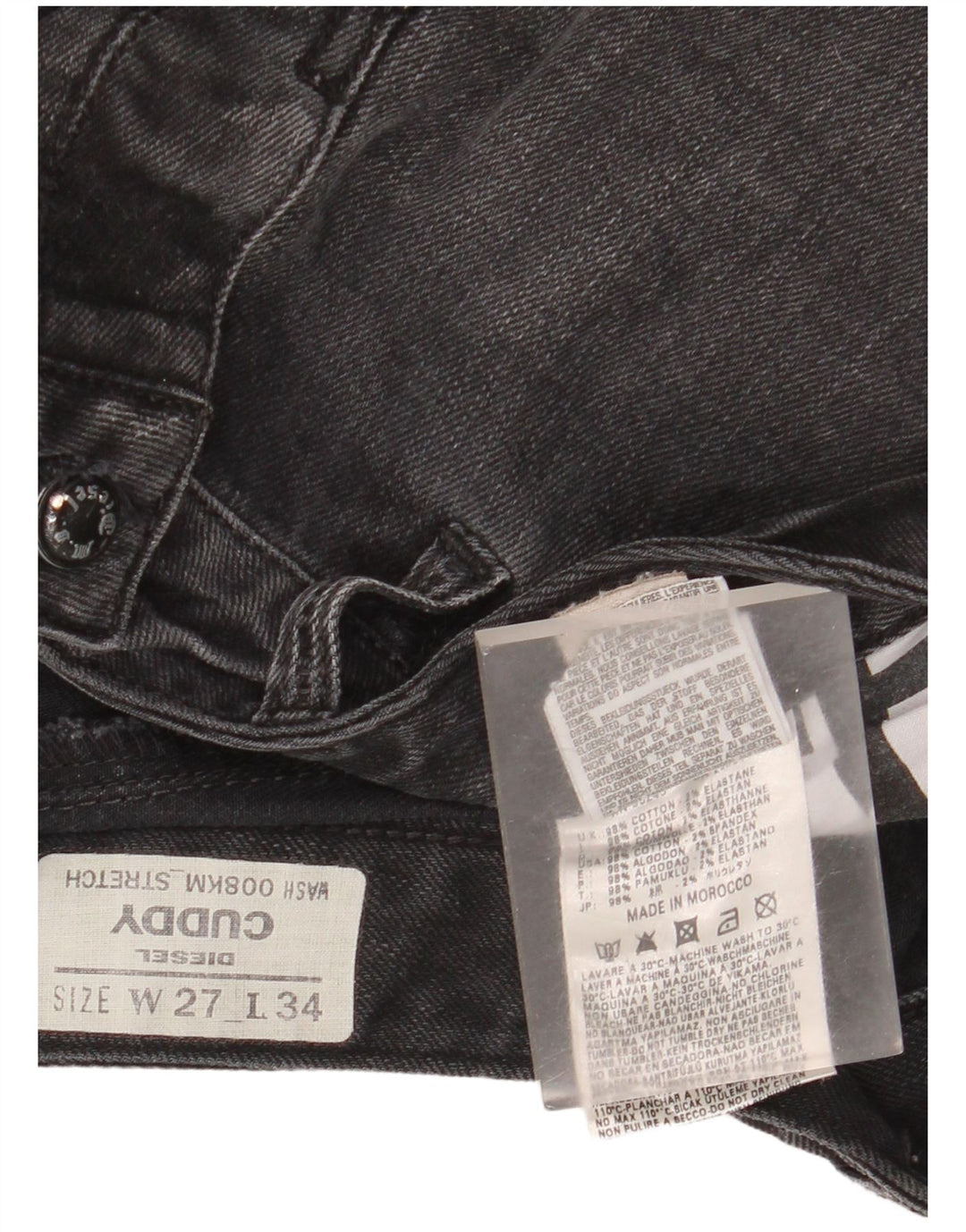 Женские зауженные джинсы Diesel Cuddy W27 L28, черный хлопок