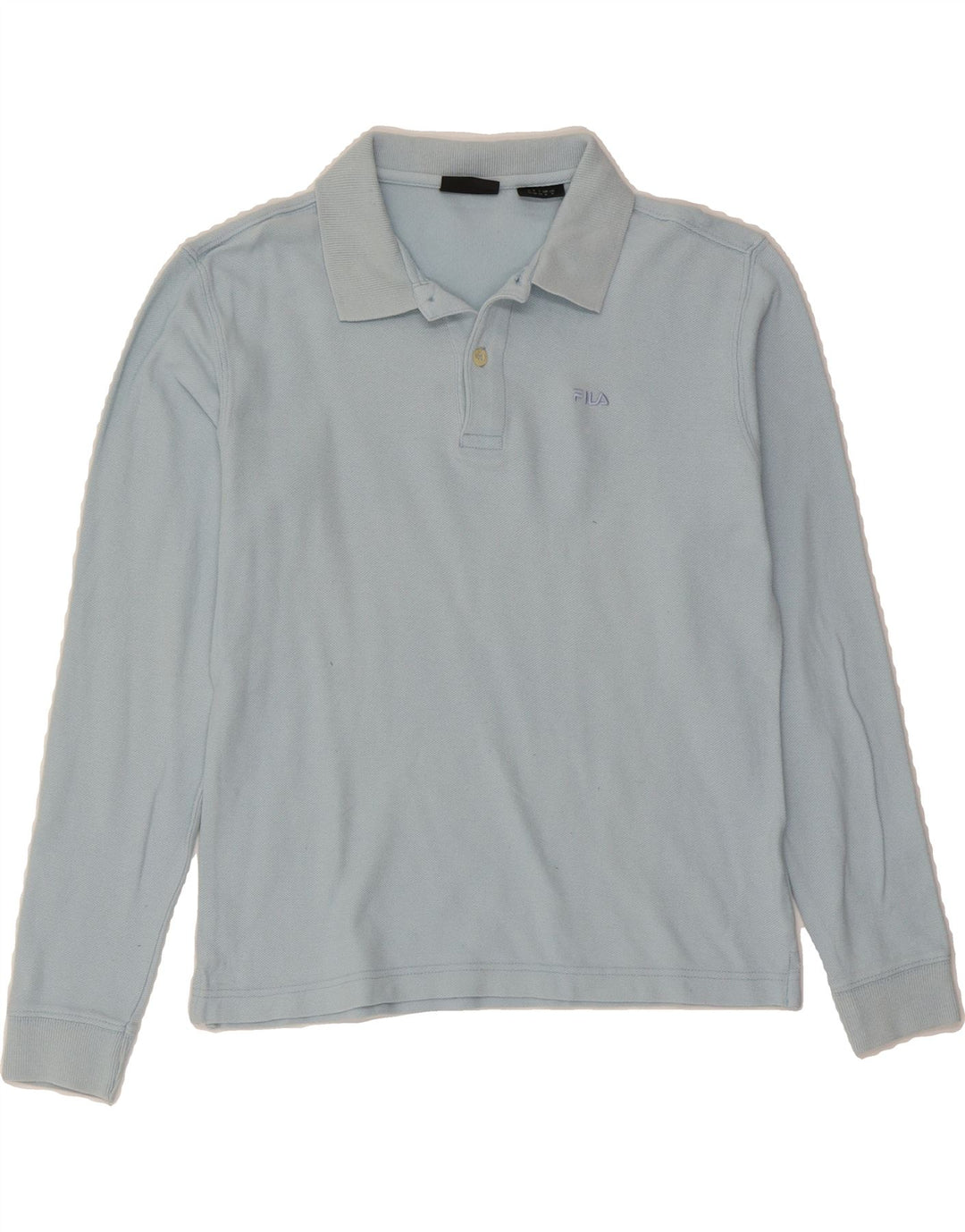 FILA Mens Long Sleeve Polo Shirt Small Blue Cotton Classic Vintage Fila and Second-Hand Fila from Messina Hembry 