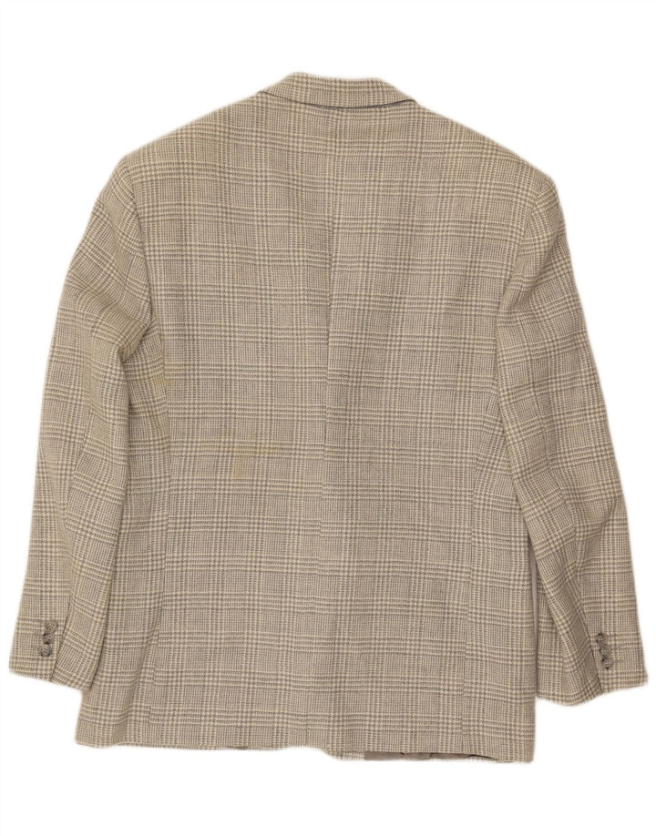 Винтажный мужской пиджак на 2 пуговицах UK 40, большой серый с узором «гусиные лапки»