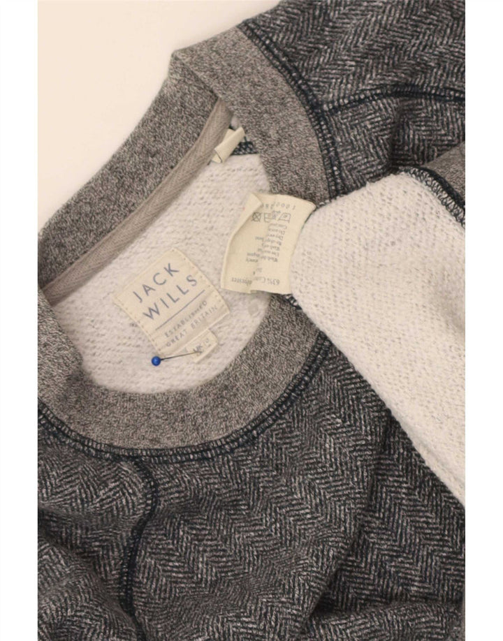 Женский укороченный свитшот Jack Wills UK 10, маленький серый с узором «в елочку»