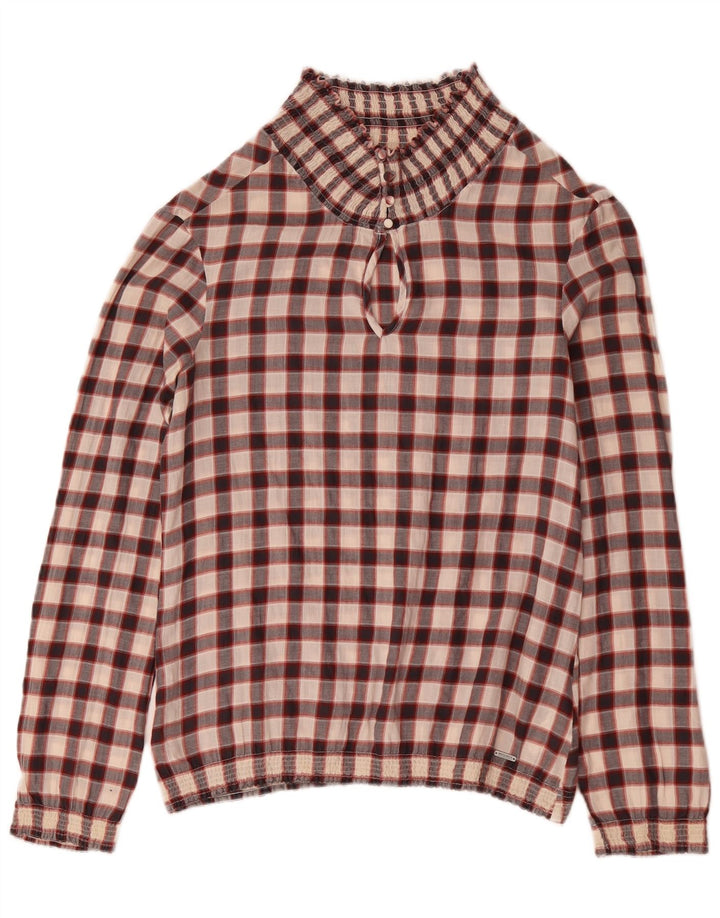 Женская блузка с длинным рукавом Woolrich, топ UK 14, средний бордовый цвет в мелкую клетку, хлопок