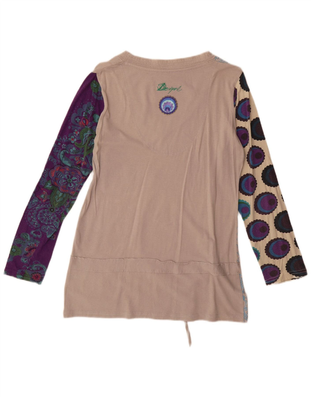 Женская туника Desigual с абстрактным узором, Великобритания, 18 XL, бежевый хлопок