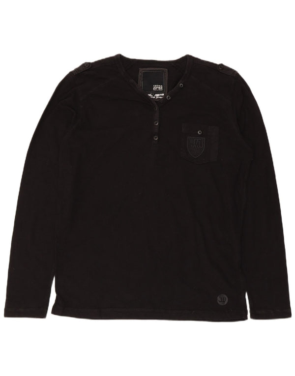 JACK & JONES Мужской топ с длинным рукавом, большой черный хлопок