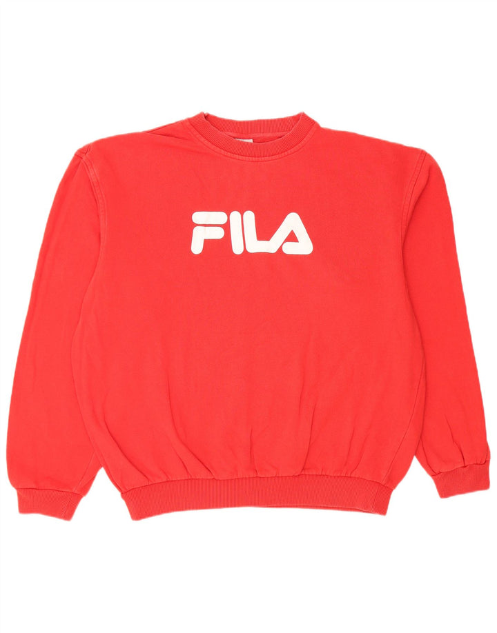 FILA Мужской свитшот с рисунком, хлопковый джемпер среднего красного цвета