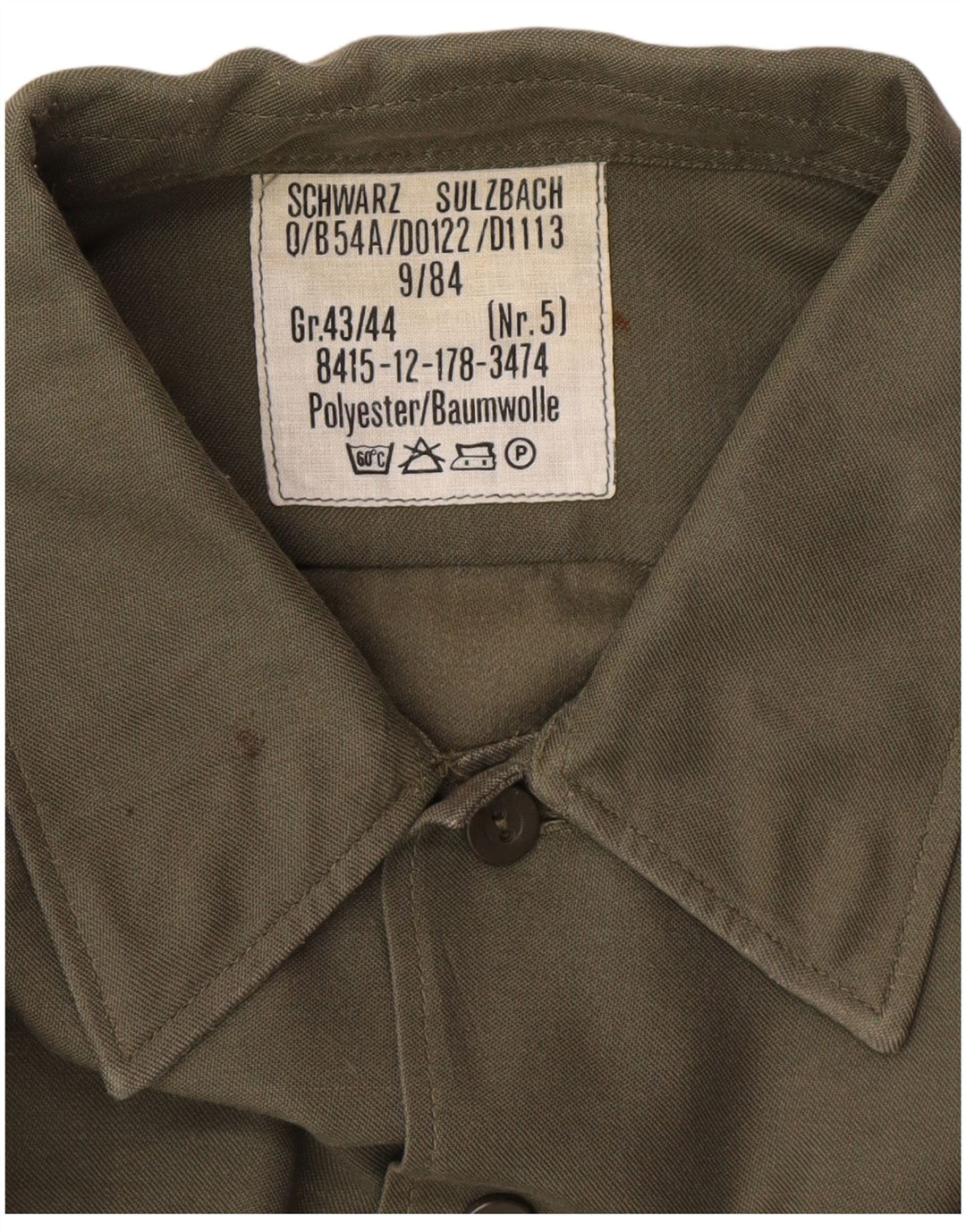 Винтажная мужская рубашка, размер 43/44 XL, цвет хаки, полиэстер