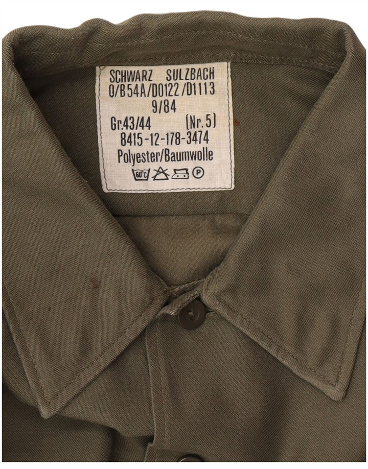 Винтажная мужская рубашка, размер 43/44 XL, цвет хаки, полиэстер