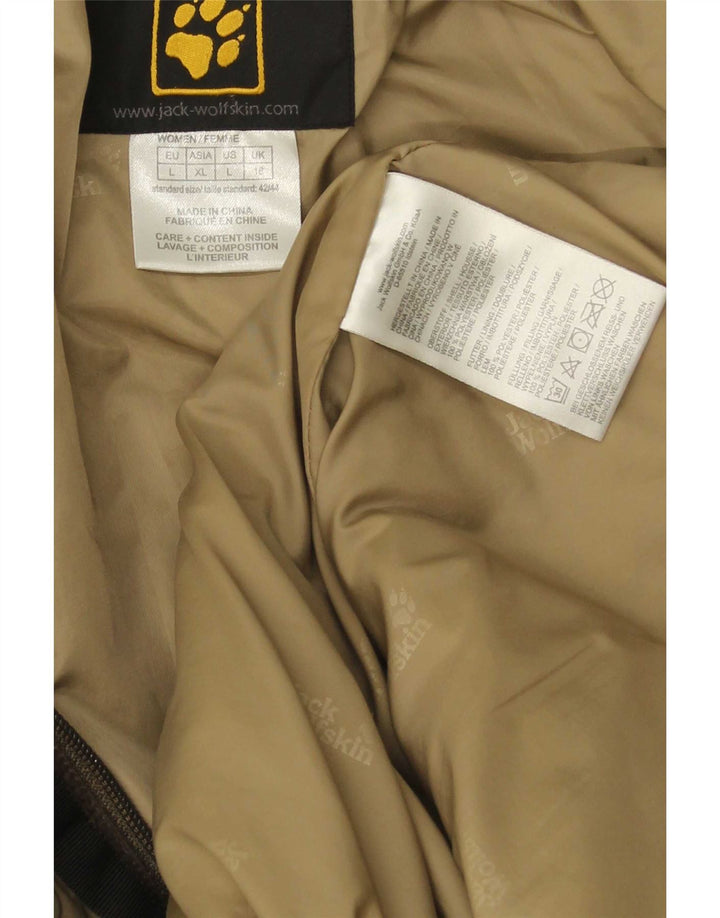 Женское стеганое пальто с капюшоном Jack Wolfskin UK 16, большой коричневый полиэстер