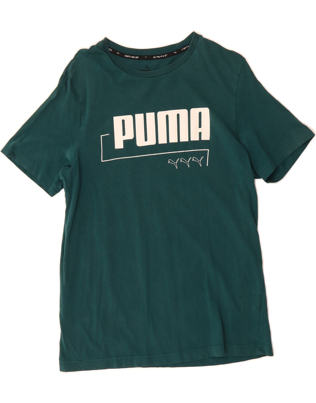 PUMA Mens Graphic T-Shirt Top Medium Green Cotton Vintage Puma and Second-Hand Puma from Messina Hembry 
