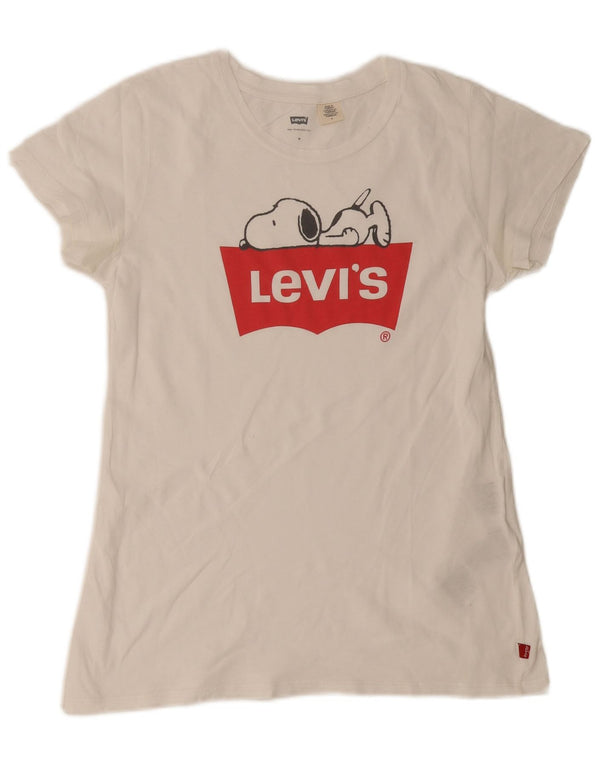 Женская футболка с рисунком Levi's Top UK 12, средний размер, белый хлопок