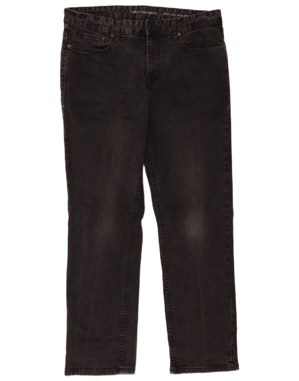 Мужские прямые узкие джинсы Calvin Klein W34 L32, черный хлопок