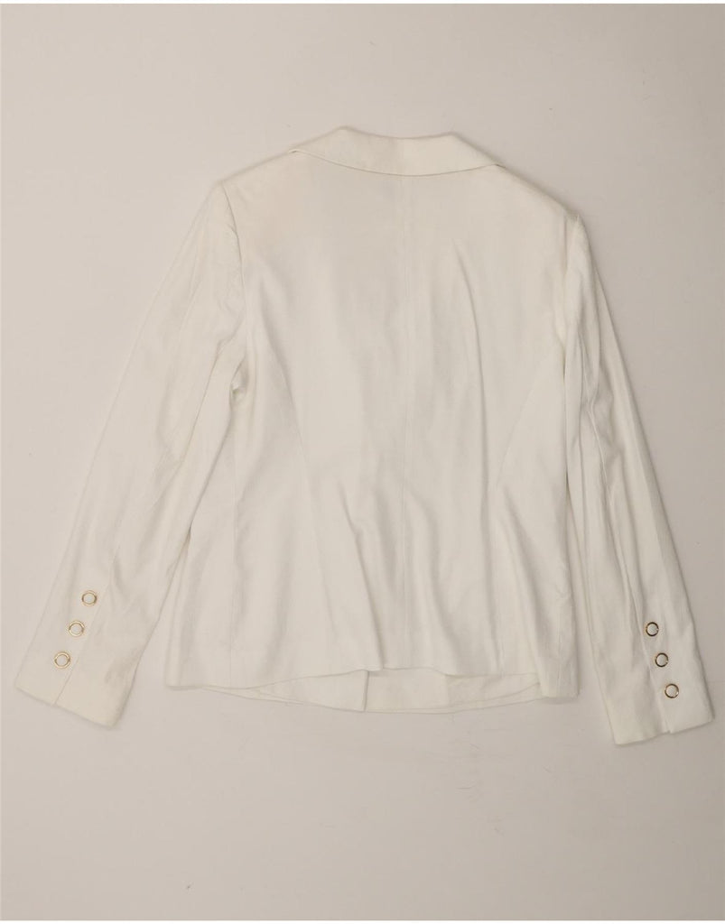 ESCADA Womens 5 Button Blazer Jacket EU 40 Medium White Cotton Vintage Escada and Second-Hand Escada from Messina Hembry 