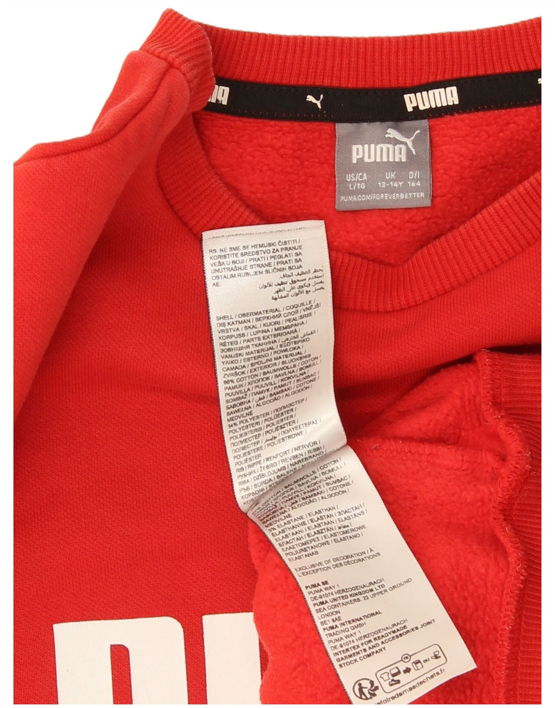 Джемпер с рисунком Puma для мальчиков 13-14 лет, красный хлопок