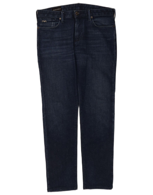 Женские узкие джинсы Emporio Armani W30 L30 темно-синие, хлопок