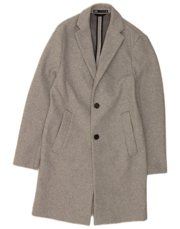 Мужское пальто Zara UK 34 XS серое в крапинку из полиэстера