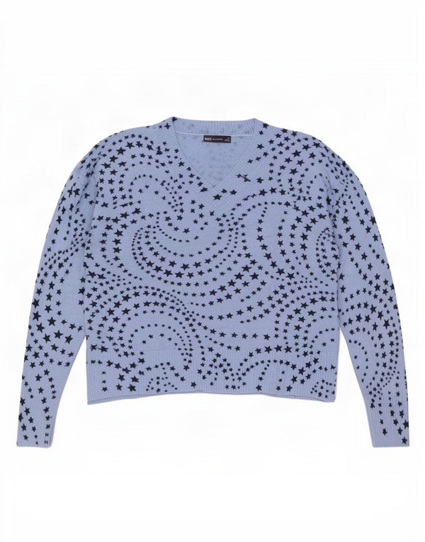 Женский джемпер с v-образным вырезом и абстрактным узором Marks & Spencer UK 20 2XL Blu