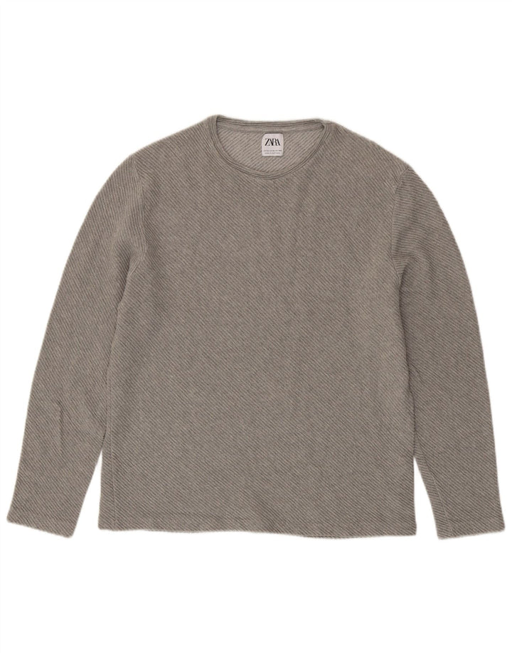 Женский топ Zara с длинным рукавом UK 18 XL, серый хлопок