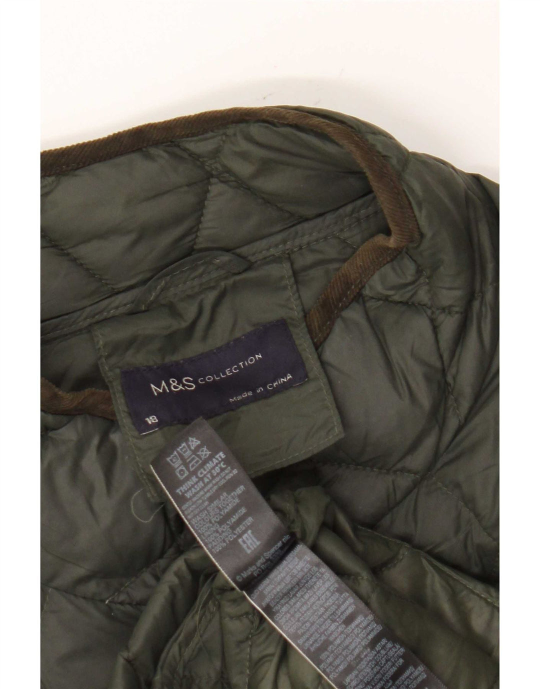 Женское стеганое пуховое пальто Marks & Spencer UK 18 XL Хаки Полиамид
