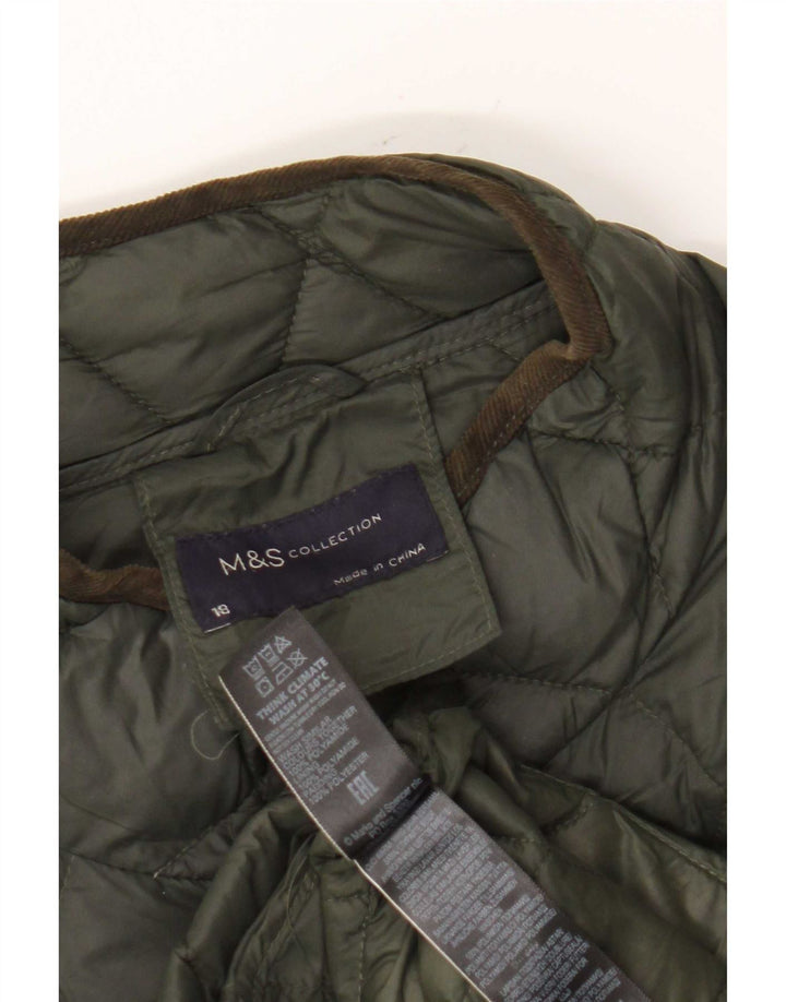 Женское стеганое пуховое пальто Marks & Spencer UK 18 XL Хаки Полиамид