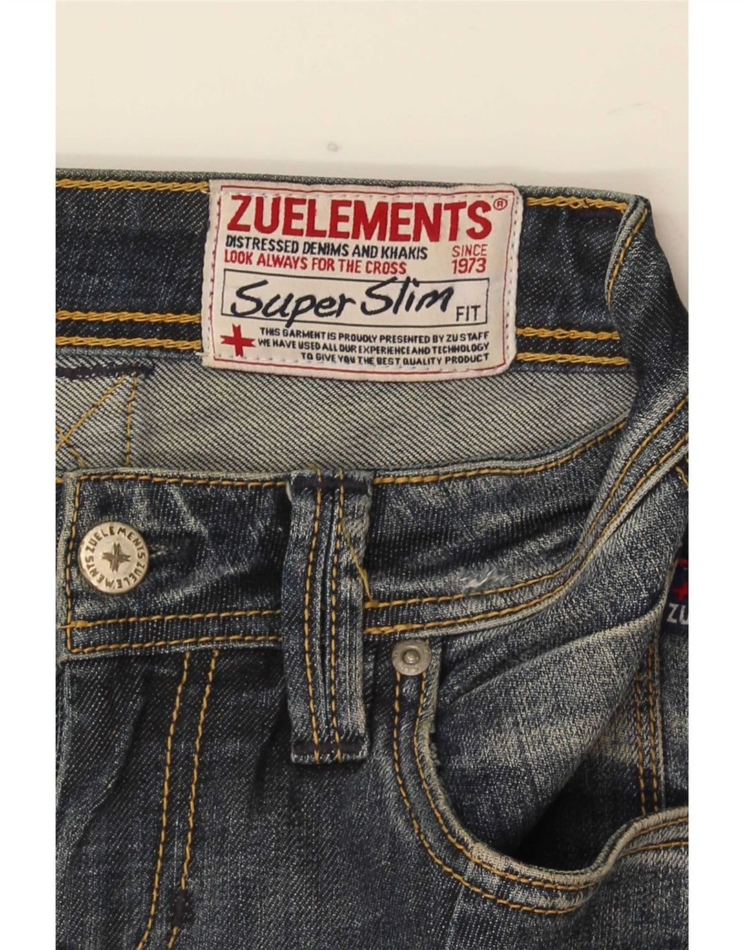 Женские потертые джинсы скинни Zu Elements W26 L31, синий хлопок
