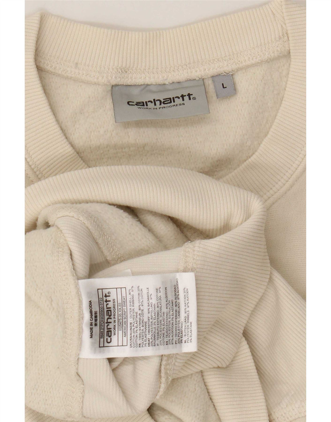 Мужской свитшот Carhartt, большой хлопковый бежевый джемпер